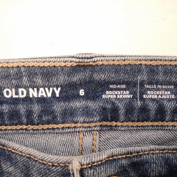 NWT Old Navy Mid Rise Rockstar Super Skinny Ladies Size 6 Blue Jeans - Picture 3 of 14